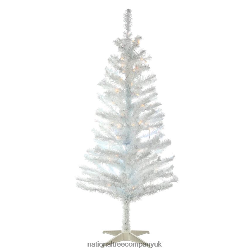 Trees | National Tree Company Pre-Lit Artificial Christmas Tree White Tinsel White Lights Includes Stand 4 feet F2L4F79